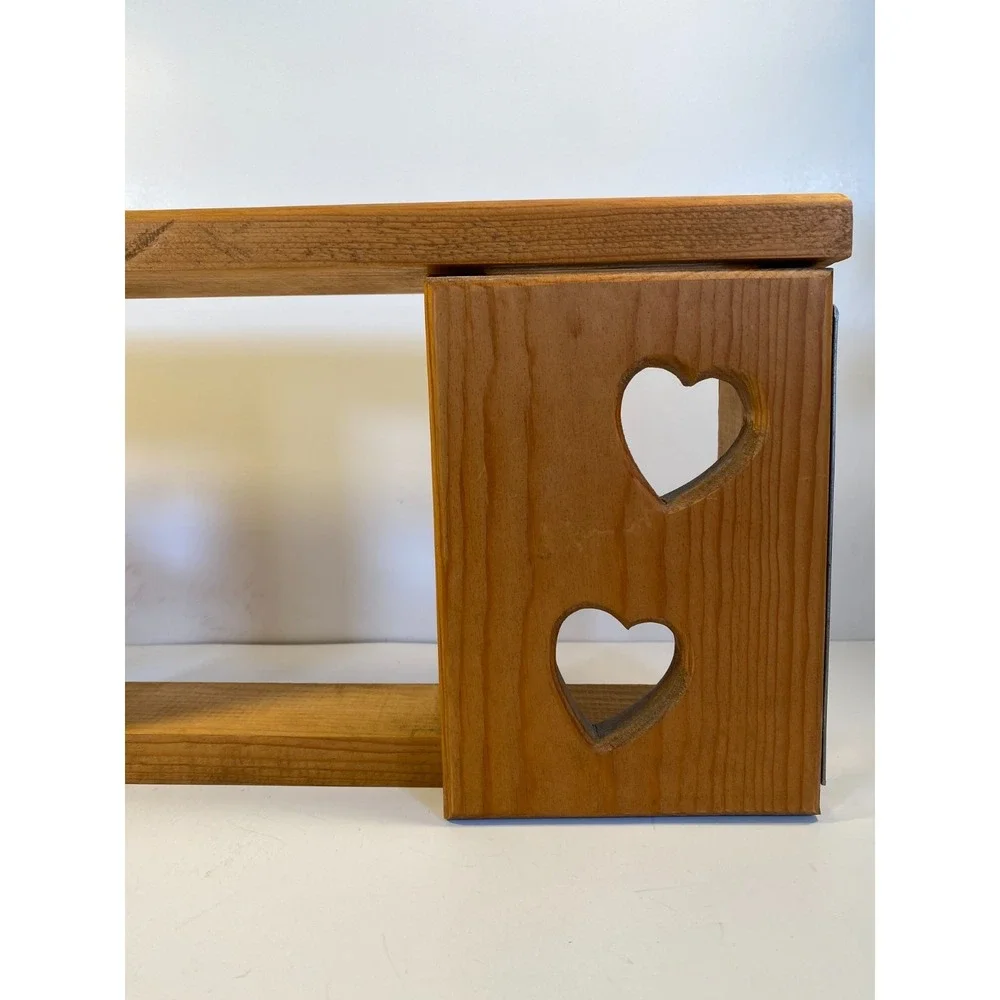 Vintage Wood Wall shelf with Heart Cutouts Country Farmhouse Decor